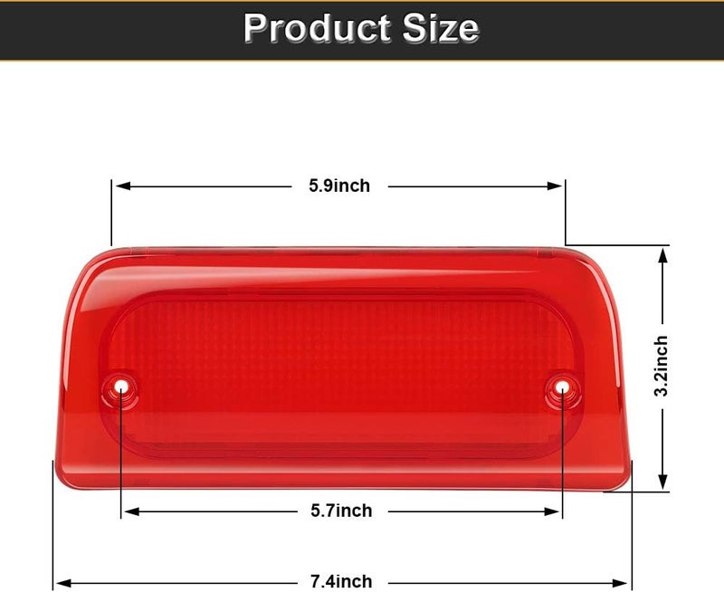 RAVSOFT 3rd Third Brake Light Lens Red Cover with Seal Gasket Extended Cab Only Compatible with 1994-2003 Chevy S10 GMC Sonoma 1997-2000 Isuzu Hombre High Mount Stop Lamp Assembly - Image 5